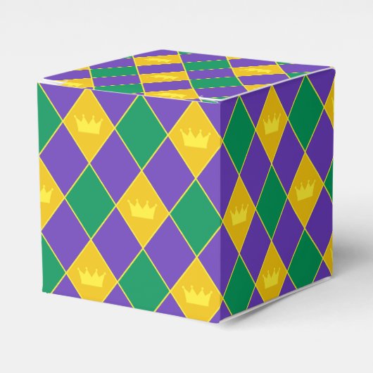 Mardi Gras Crown Pattern Bedankdoosjes (Voorkant Zijde)