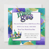 Mardi Gras Crowns and Beads Party Invite Kaart (Achterkant)