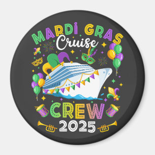 Mardi Gras Cruise Crew 2025 Matching Circle Magneet