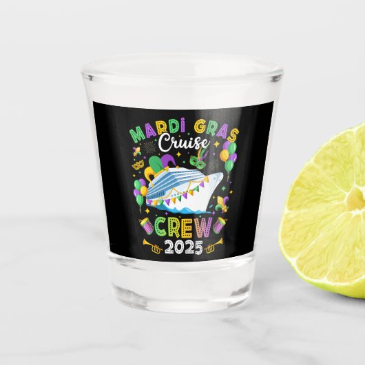 Mardi Gras Cruise Crew 2025 Matching Shot Glas (Voorkant)