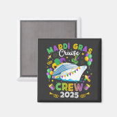 Mardi Gras Cruise Crew 2025 Matching Square Magneet (Voorkant / Achterkant)