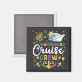 Mardi Gras Cruise Crew 2025 Matching Square Magneet (Voorkant / Achterkant)