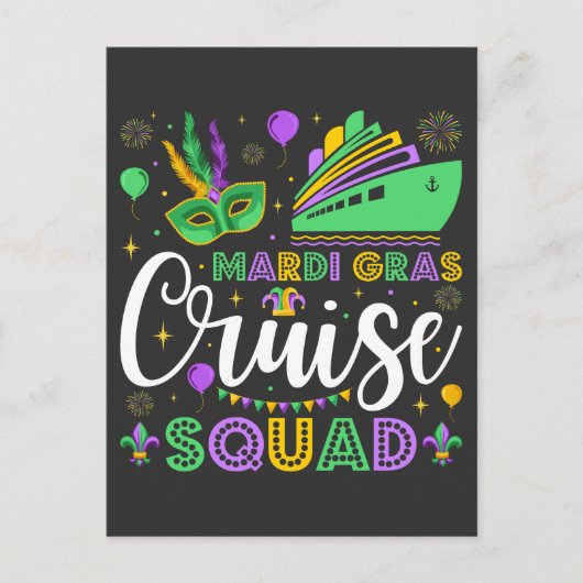 Mardi Gras Cruise Squad Matching Briefkaart (Voorkant)
