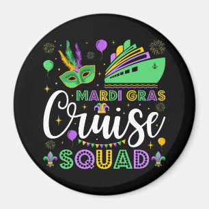 Mardi Gras Cruise Squad Matching Circle Magneet