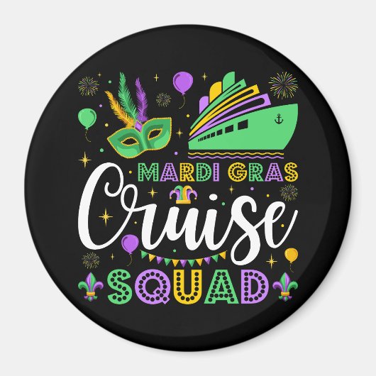 Mardi Gras Cruise Squad Matching Circle Magneet (Voorkant)