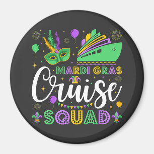 Mardi Gras Cruise Squad Matching Circle Magneet
