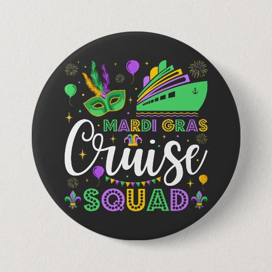 Mardi Gras Cruise Squad Matching Round Ronde Button 7,6 Cm (Voorkant)