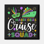 Mardi Gras Cruise Squad Matching Square Magneet (Voorkant)