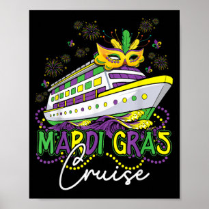 Mardi Gras-cruiseschepen verzenden kralen Mardi-fe Poster
