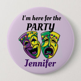 Mardi Gras Custom Name PARTY Button Mardigras