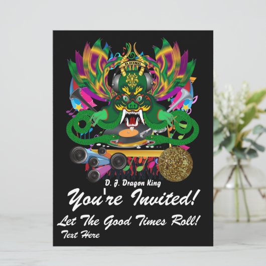 Mardi Gras D. J. Dragon King Uitzicht Hints alstub Kaart (Staand voorkant)