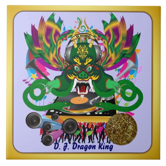 Mardi Gras D. J. Dragon King Uitzicht Hints alstub Tegeltje (Voorkant)