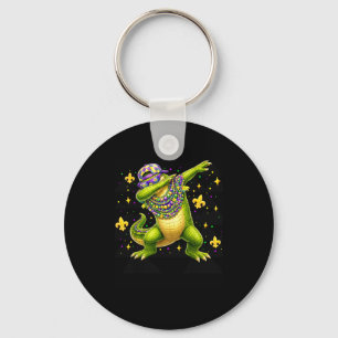 Mardi Gras Dabbing Alligator Carnaval Kralen Manne Sleutelhanger