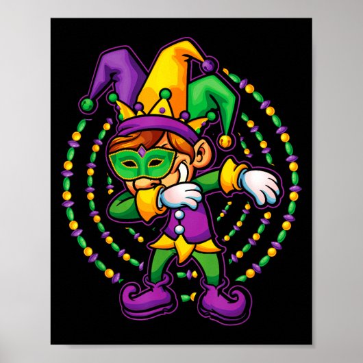 Mardi Gras Dabbing Boys Kids Gift Funny New Orlean Poster (Voorkant)