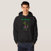 Mardi Gras Dabbing T Rex Dinosaur Mardi Grawr Bead Hoodie (Voorkant volledig)