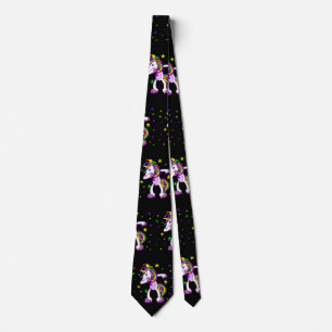 Mardi Gras Dabbing Unicorn Stropdas