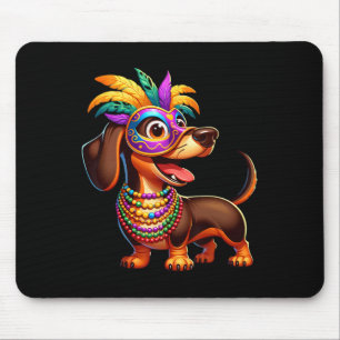 Mardi Gras-dachshond met Mardi Gras-kostuum Be Muismat