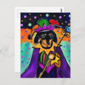MARDI GRAS DACHSHUND BRIEFKAART (Voorkant / Achterkant)