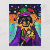 MARDI GRAS DACHSHUND BRIEFKAART (Voorkant)