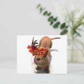 Mardi Gras Dachshund Dog briefkaart (Staand voorkant)