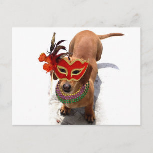 Mardi Gras Dachshund Dog briefkaart