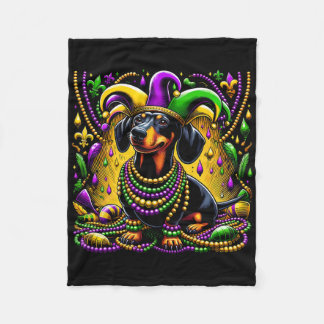 Mardi Gras Dachshund Dog Jester  Fleece Deken