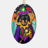 MARDI GRAS DACHSHUND KERAMISCH ORNAMENT (Links)
