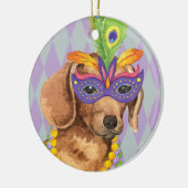 Mardi Gras Dachshund Keramisch Ornament (Links)