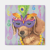Mardi Gras Dachshund Magneet (Voorkant)