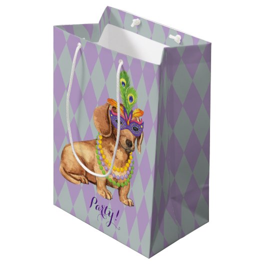 Mardi Gras Dachshund Medium Cadeauzakje (Voorkant Gekanteld)