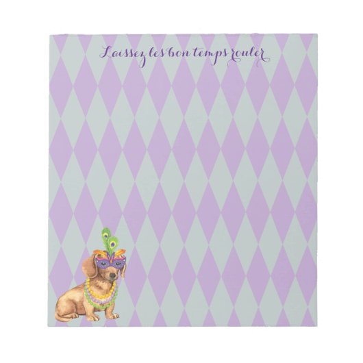 Mardi Gras Dachshund Notitieblok (Voorkant)