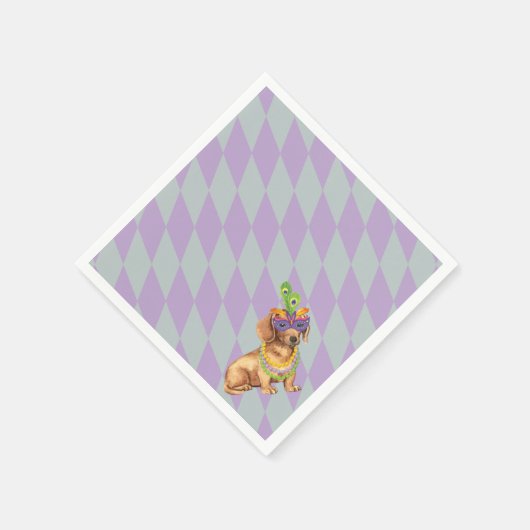 Mardi Gras Dachshund Servetten (Hoek)