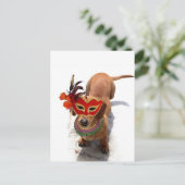 Mardi Gras Dachsund dog Briefkaart (Staand voorkant)