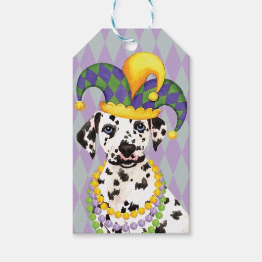 Mardi Gras Dalmatian Cadeaulabel (Voorkant)