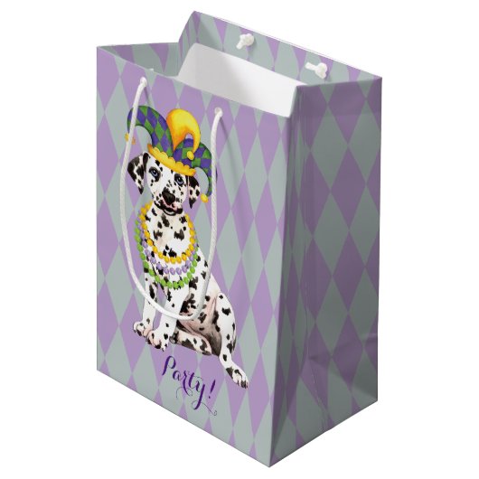 Mardi Gras Dalmatian Medium Cadeauzakje (Voorkant Gekanteld)