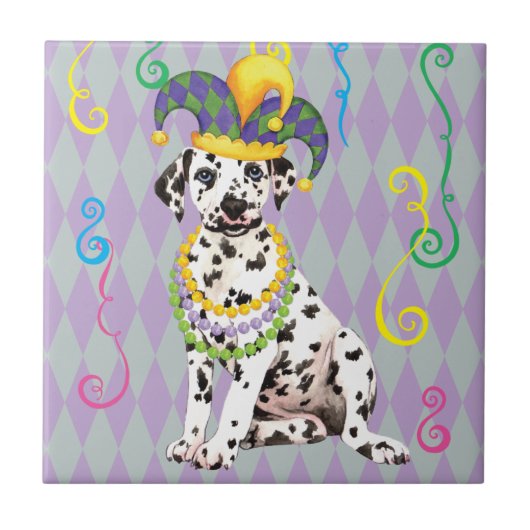 Mardi Gras Dalmatian Tegeltje (Voorkant)
