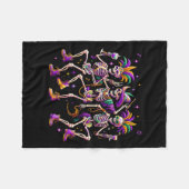 Mardi Gras Dancing Skeleton Grappig Fleece Deken (Voorkant (Horizontaal))