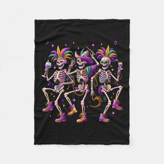 Mardi Gras Dancing Skeleton Grappig Fleece Deken (Voorkant)