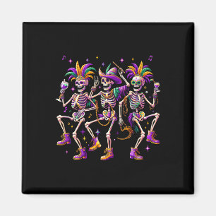 Mardi Gras Dancing Skeleton Grappig Magneet