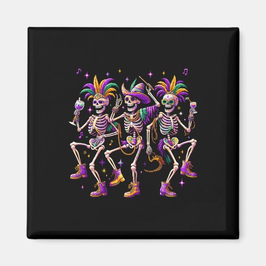 Mardi Gras Dancing Skeleton Grappig Magneet (Voorkant)