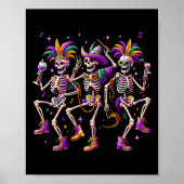 Mardi Gras Dancing Skeleton Grappig Poster (Voorkant)