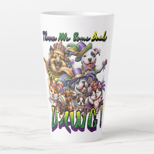 Mardi Gras Dawg Latte Mok (Voorkant)