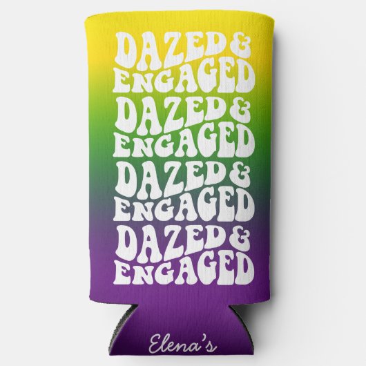 Mardi Gras Dazed Engaged Typografie Ontwerp Seltzer Blikjeskoeler (Voorkant)
