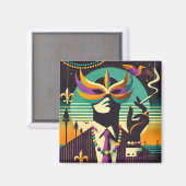 Mardi Gras De Rokkende Man Magneet (Voorkant / Achterkant)