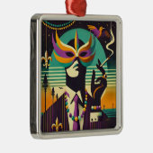 Mardi Gras De Rokkende Man Metalen Ornament (Rechts)
