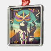 Mardi Gras De Rokkende Man Metalen Ornament (Links)