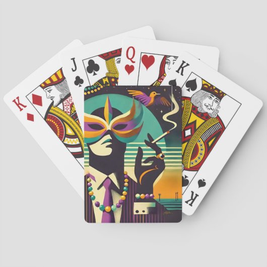 Mardi Gras De Rokkende Man Pokerkaarten (Achterkant)