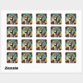 Mardi Gras De Rokkende Man Vierkante Sticker (Vel)