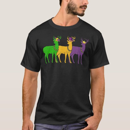 Mardi Gras Deer Beads Festival Animals Jester Pet T-shirt (Voorkant)