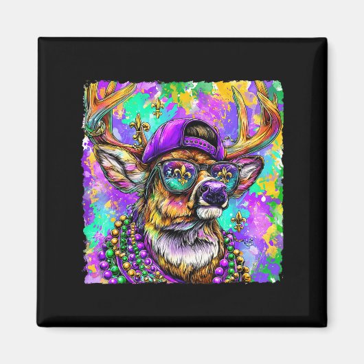 Mardi Gras Deer Buck Hunting New Orleans Camo Men  Magneet (Voorkant)